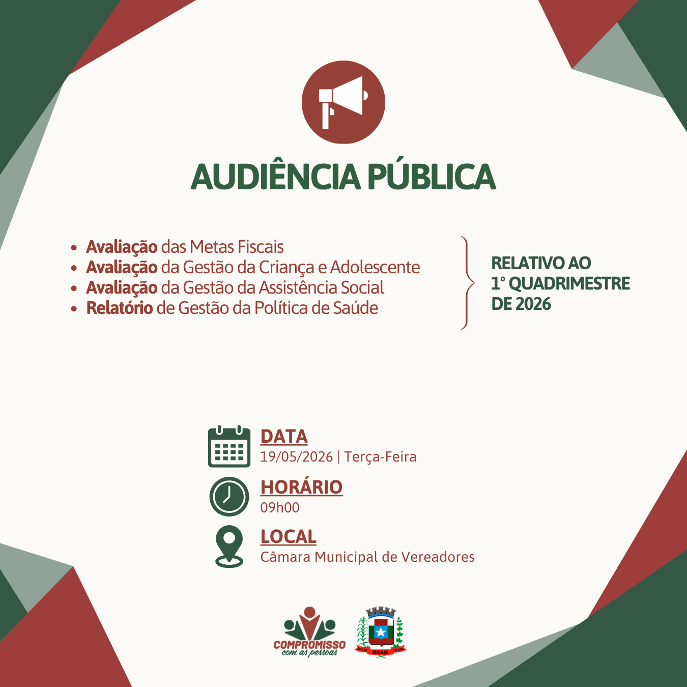 Audiência Pública de apresentação de Resultado Financeiro ocorre dia 19 de maio