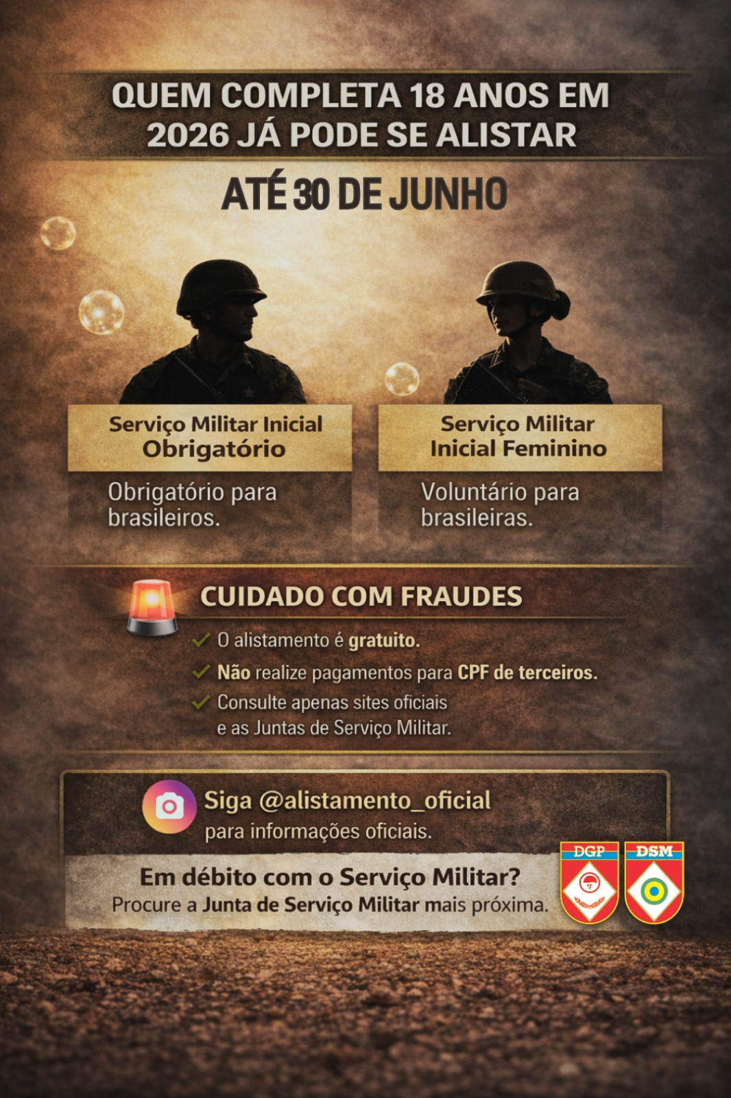 Prazo para Alistamento Militar termina em 30 de Junho